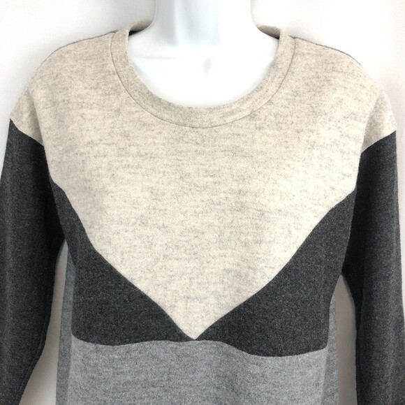 Madewell Wool Blend Lined Sweater Dress Small Gray Geo Tilt Shift Color Block - Picture 5 of 12
